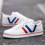 Men's Striped Multi Colored Low Tops - TrendSettingFashions 