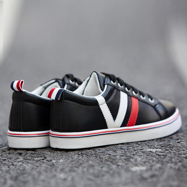Men's Striped Multi Colored Low Tops - TrendSettingFashions 