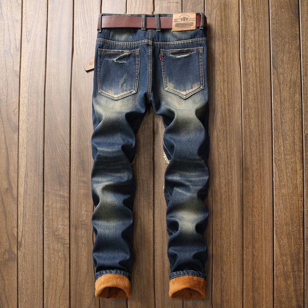 Men's Distressed Patchwork Jeans Up To Size 40 - TrendSettingFashions 