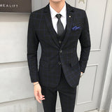 Men's 3 PC Plaid Fashion Suit Up To 5XL - TrendSettingFashions 