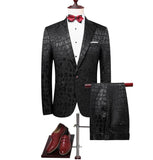 Men's Crocodile Pattern 2 Pc Suit Up To 6XL - TrendSettingFashions 