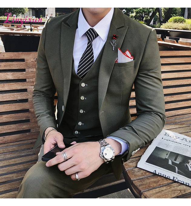 Men's 3PC Business Dress Suit In 3 Colors - TrendSettingFashions 