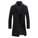 Men's Single Breasted Business Long Coat Up To 5XL - TrendSettingFashions 