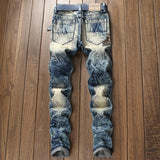 Men's Straight Patch Distressed Jeans Up To Size 40 - TrendSettingFashions 