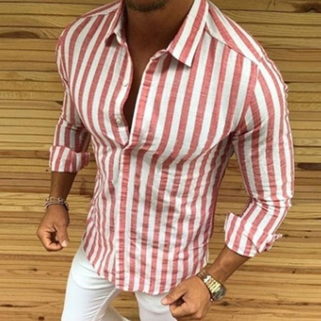 Men's Long Sleeve Street Casual Dress Shirt - TrendSettingFashions 