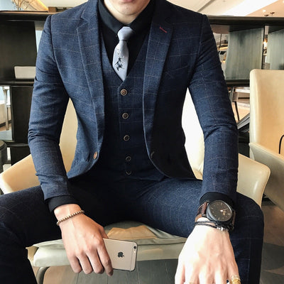 Men's Fashion Casual Business Suit ( Jackets + Vest + Pants ) Up To 4XL - TrendSettingFashions 