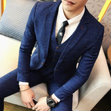 Men's Fashion Casual Business Suit ( Jackets + Vest + Pants ) Up To 4XL - TrendSettingFashions 