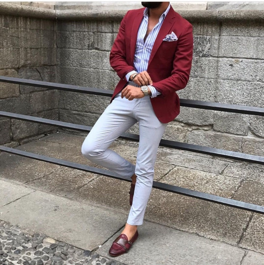 Burgundy on sale outfits mens