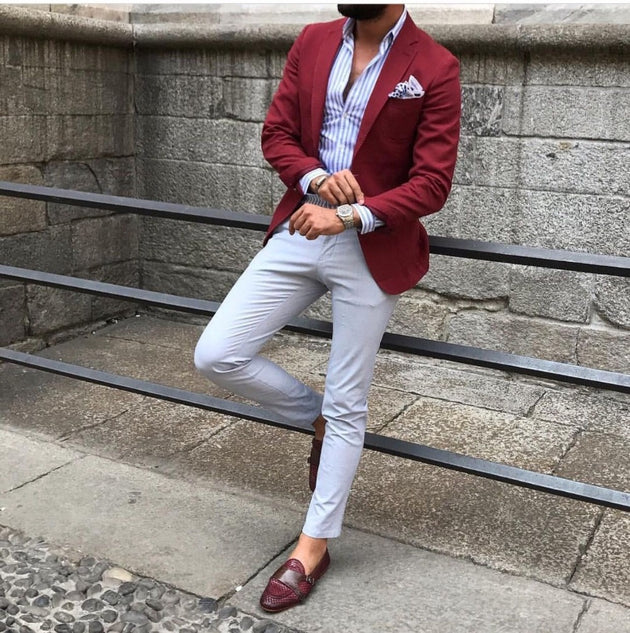 Men's Burgundy Fashion 2 Piece Suit Up To 6XL - TrendSettingFashions 