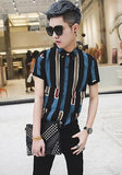 Men's Stripe Short Sleeve Shirt Up To XXL - TrendSettingFashions 