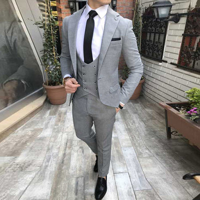 Men's Classic Light Grey Suit Up To 4XL - TrendSettingFashions 