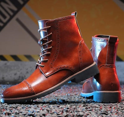 Men's Brogues Vintage Ankle Dress Boots Up To Size 11.5 - TrendSettingFashions 