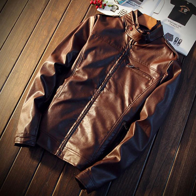 Men's Leather Moto Jacket - TrendSettingFashions 