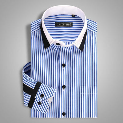 Men's Striped Business Dress Shirt Up To 4XL - TrendSettingFashions 