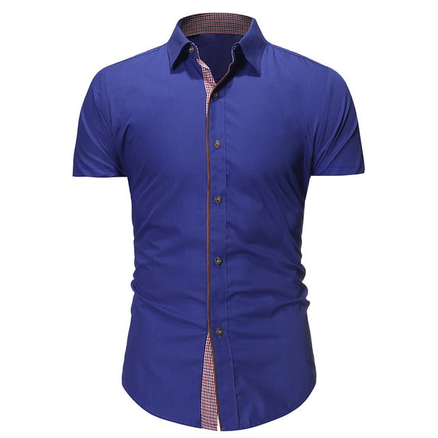 Men's Summer Short Sleeve Lapel Dress Shirt - TrendSettingFashions 