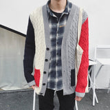 Men's Fashion Contrast Cardigan Up To Size XL - TrendSettingFashions 