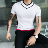 Men's Short Sleeve V-neck Business Shirt - TrendSettingFashions 