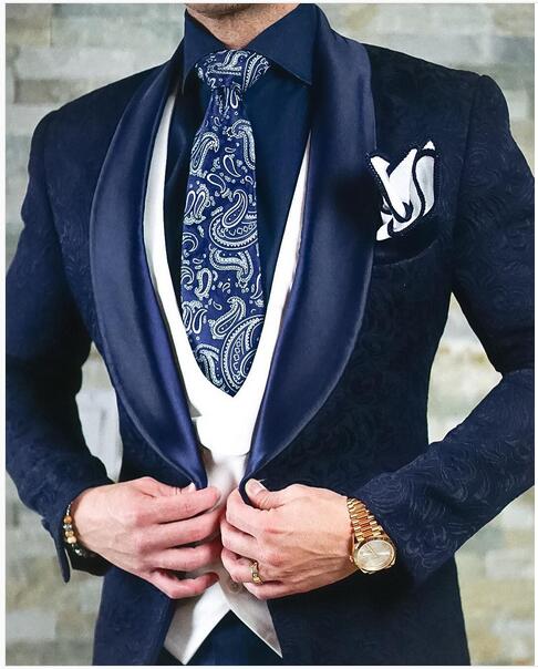 Men's One Button Lapel Groom Tuxedos( Jacket+Pants+Tie+Vest) Up To 5XL - TrendSettingFashions 