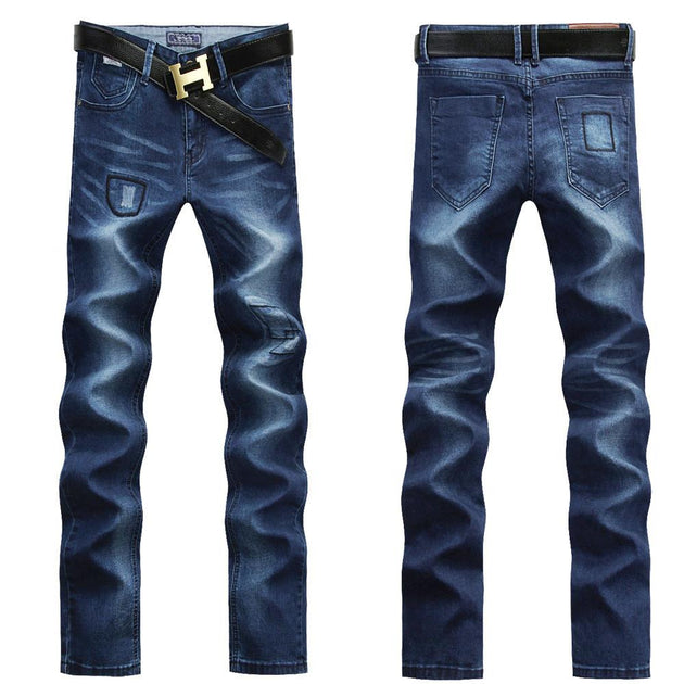 Men's Dark Blue Straight Pants - TrendSettingFashions 