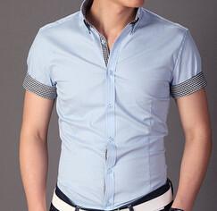 Men's Fashion Short sleeve Patchwork Dress Shirt - TrendSettingFashions 