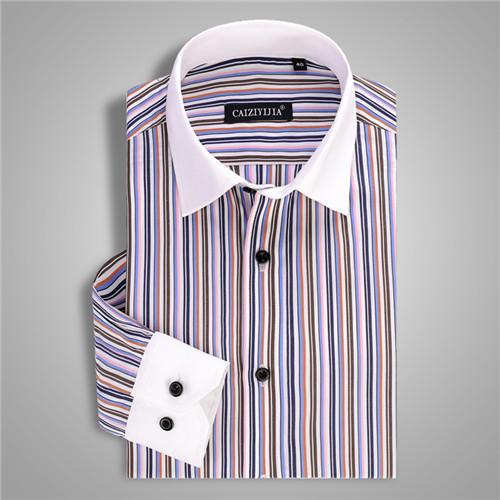 Men's Striped Patchwork Dress Shirt - TrendSettingFashions 