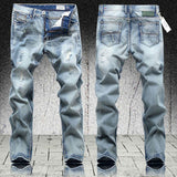 Men's Light Color Straight Printed Jeans - TrendSettingFashions 