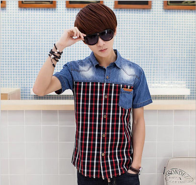 Short Sleeve Fashion Denim - TrendSettingFashions 