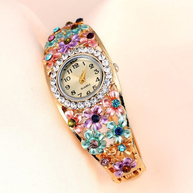 Women's Beautiful Glass Flower Inspired Watch In 5 Colors - TrendSettingFashions 