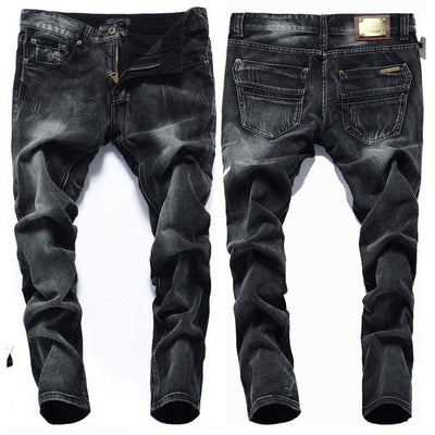 Men Black Colored Stonewashed Jeans - TrendSettingFashions 