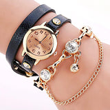 Women's Leather Strap Glass Jewel Watch In 8 Colors - TrendSettingFashions 