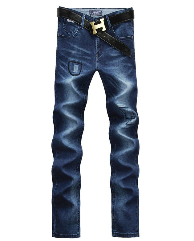 Men's Dark Blue Straight Pants - TrendSettingFashions 
