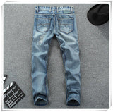 Men's Light Color Straight Printed Jeans - TrendSettingFashions 