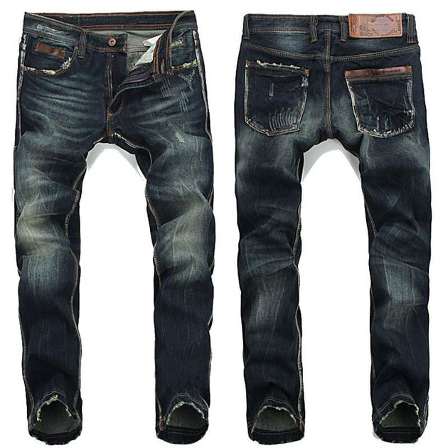 Men's Distressed Washed Denim Blues - TrendSettingFashions 