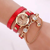 Women's Leather Strap Glass Jewel Watch In 8 Colors - TrendSettingFashions 