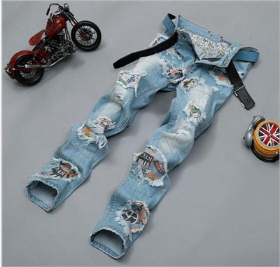 Men's Spring Biker Fashion Jeans - TrendSettingFashions 