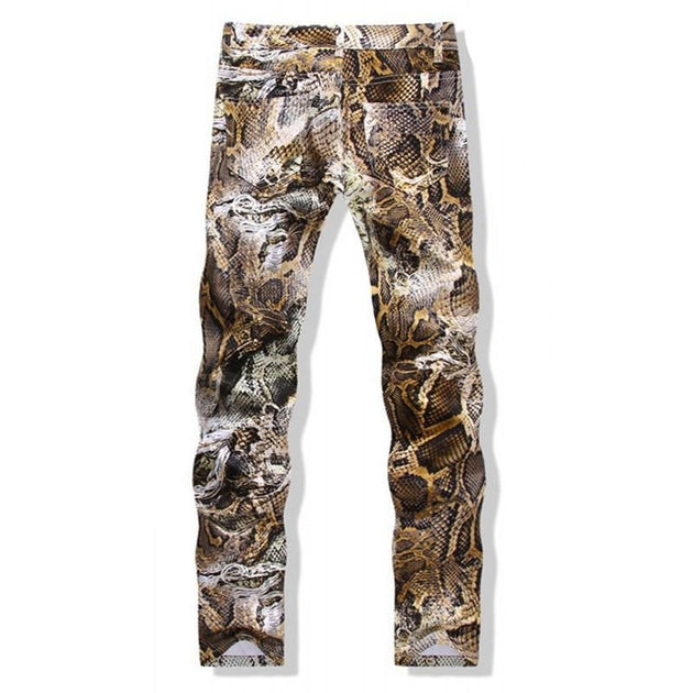 Men's Snake Printed Jeans - TrendSettingFashions 