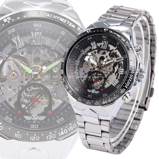 Men's Self Wind Deep Dish Skeleton Watch - TrendSettingFashions 