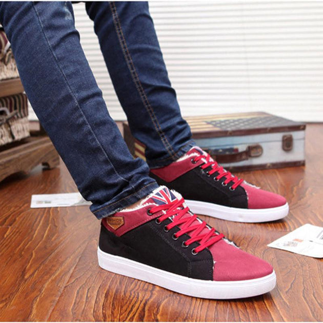 Men's Plush High Top Shoes - TrendSettingFashions 