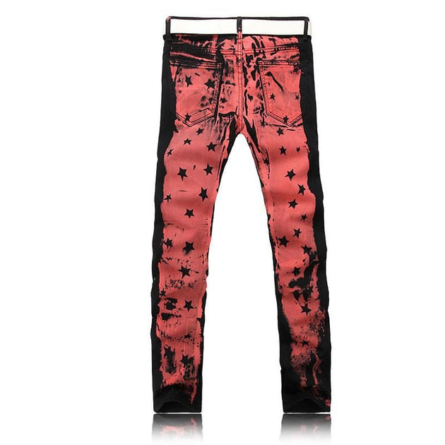 Red Painted Fashion Jeans - TrendSettingFashions 