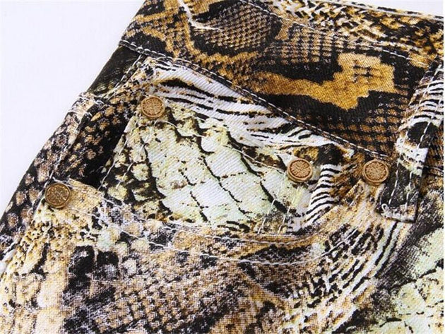 Men's Snake Printed Jeans - TrendSettingFashions 