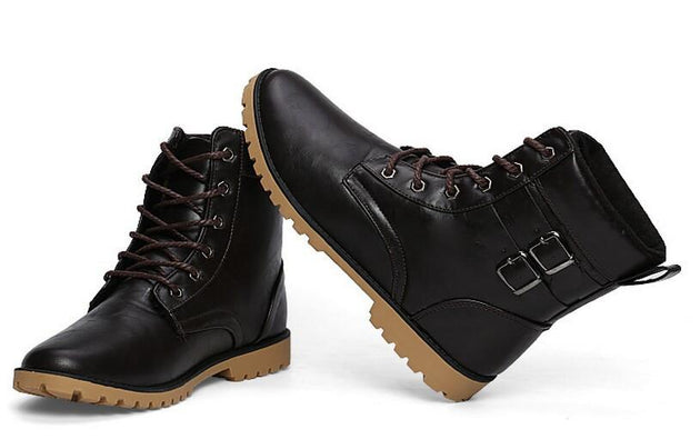 Retro Men's Buckle Boots 2 Color Options - TrendSettingFashions 