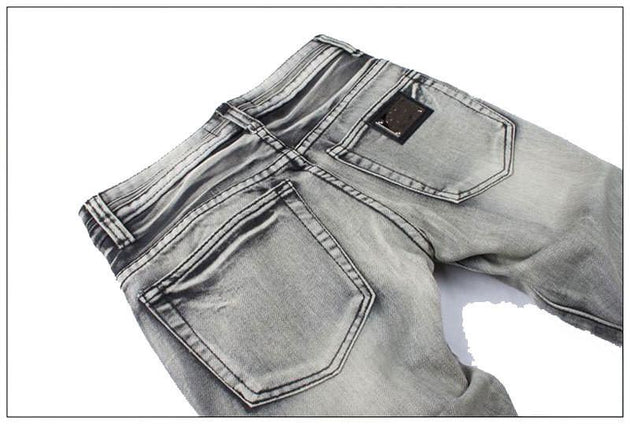 Men's Light Washed Grey Jeans - TrendSettingFashions 