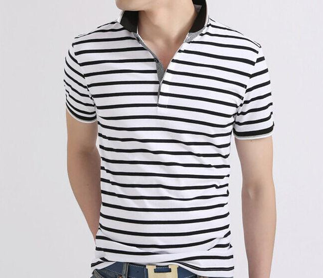 Men's Striped Summer Polo - TrendSettingFashions 