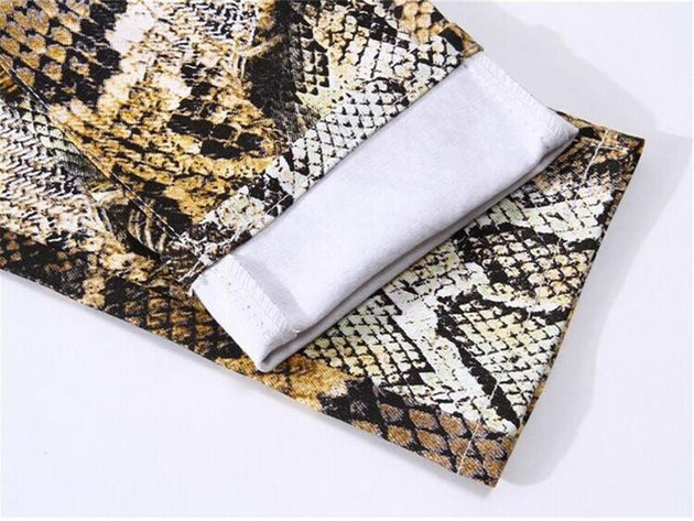 Men's Snake Printed Jeans - TrendSettingFashions 