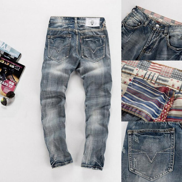 Men's Ripped Light Wash Jeans - TrendSettingFashions 