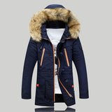 Men's Windproof Detachable Fur Hooded Jacket In 3 Color Options - TrendSettingFashions 