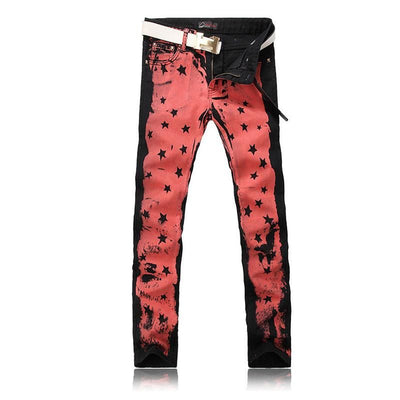Red Painted Fashion Jeans - TrendSettingFashions 