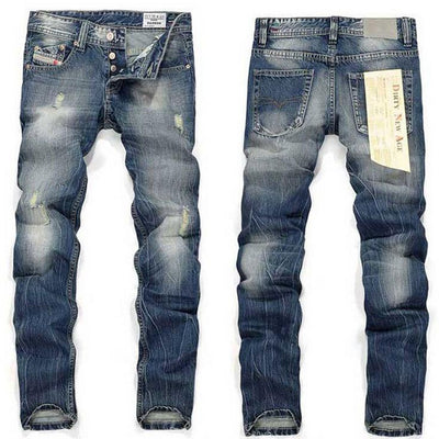 Straight Legged Mixed Blue Fashion Jeans - TrendSettingFashions 