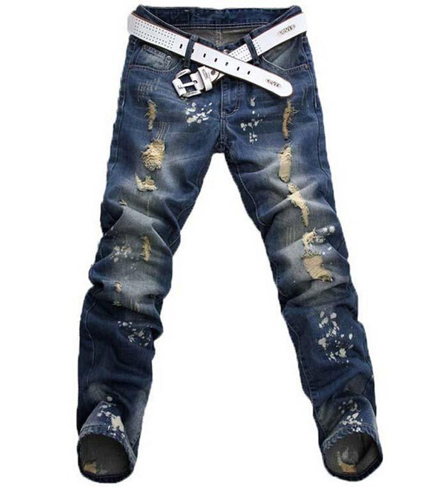 Men's Distressed Hole Jeans - TrendSettingFashions 