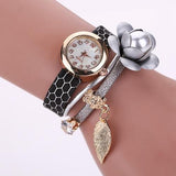 Women's Leather Vintage Flower Bracelet Watch In 6 Colors! - TrendSettingFashions 